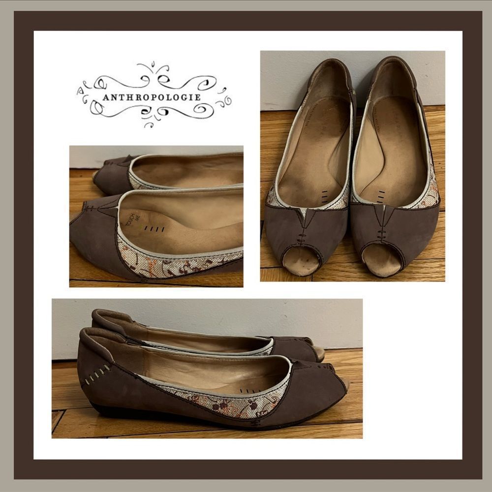 Anthropologie Terra Plana Sustainability Made Suede Shoes with Open Tie Size 8.5